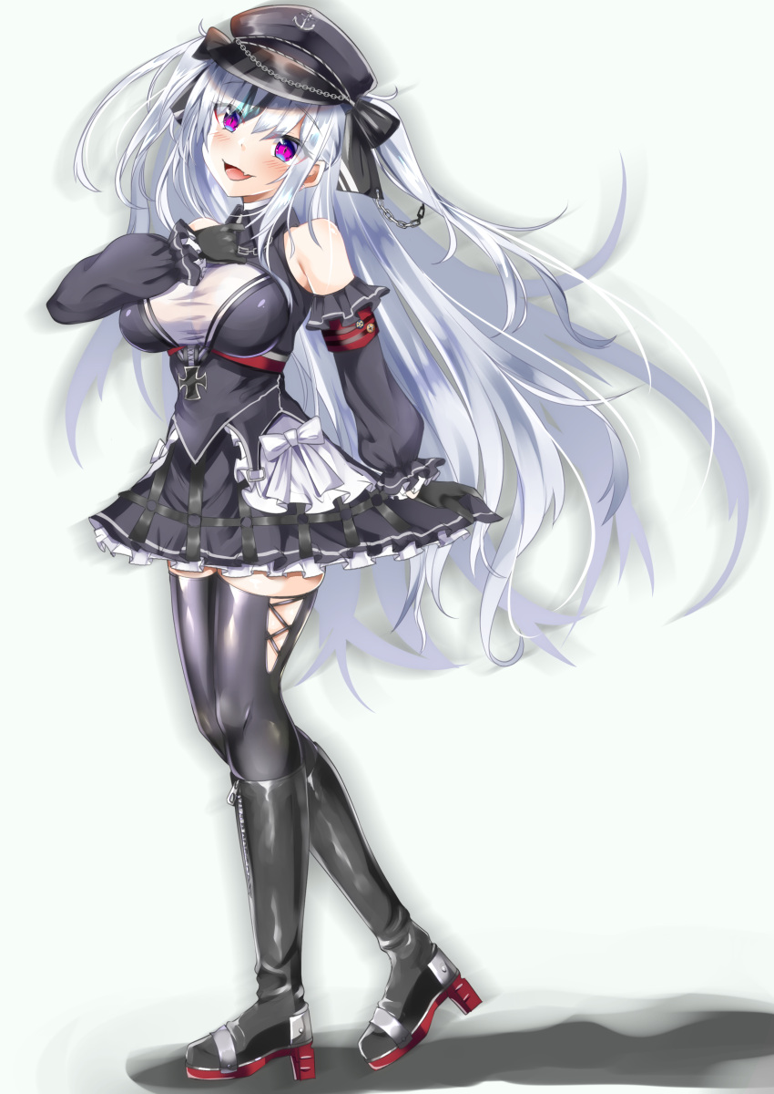 1girl, absurdres, azur_lane, black_corset, black_dress, black_gloves, black_headwear, boots