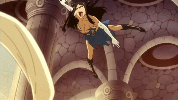 1girl, animated, animated_gif, ass, bare_shoulders, boots, breasts, breats