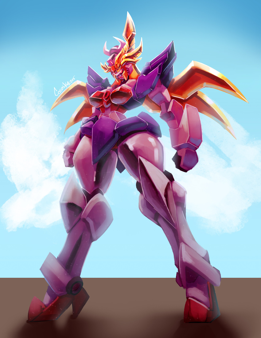 1girl, absurdres, breasts, clenched_hands, cosmikaizer, glowing, glowing_eyes, gundam