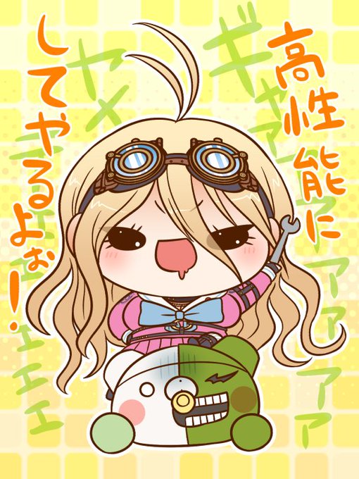 ahoge, black_choker, black_gloves, blonde_hair, bowtie, chibi, dangan_ronpa, danganronpa_v3:_killing_harmony