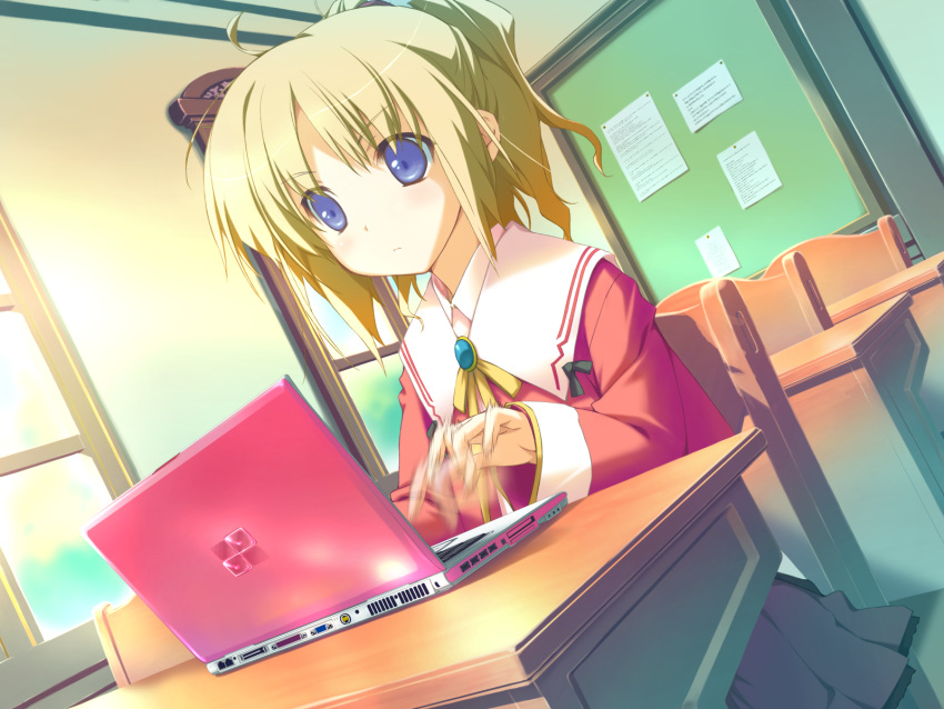 blue_eyes, classroom, computer, game_cg, happy_margaret!, happy_marguerite, highres, kokonoka