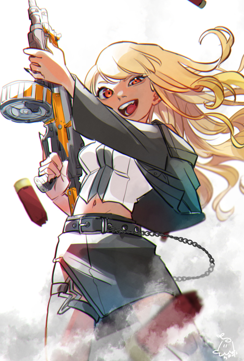 1girl, apex_legends, belt, black_belt, black_jacket, black_skirt, blonde_hair, breasts
