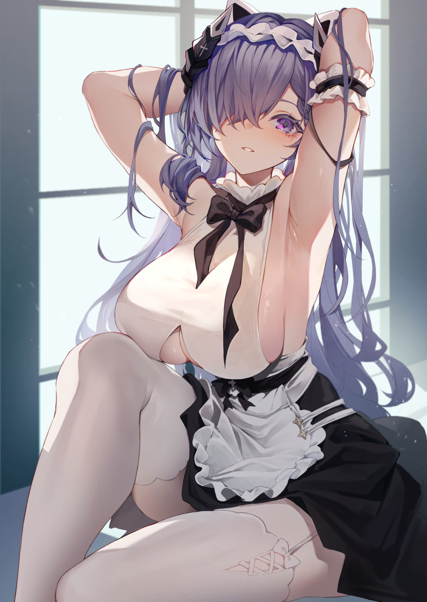 1girl, absurdres, armpits, august_von_parseval_(azur_lane), august_von_parseval_(the_conquered_unhulde)_(azur_lane), azur_lane, bangs, black_bow
