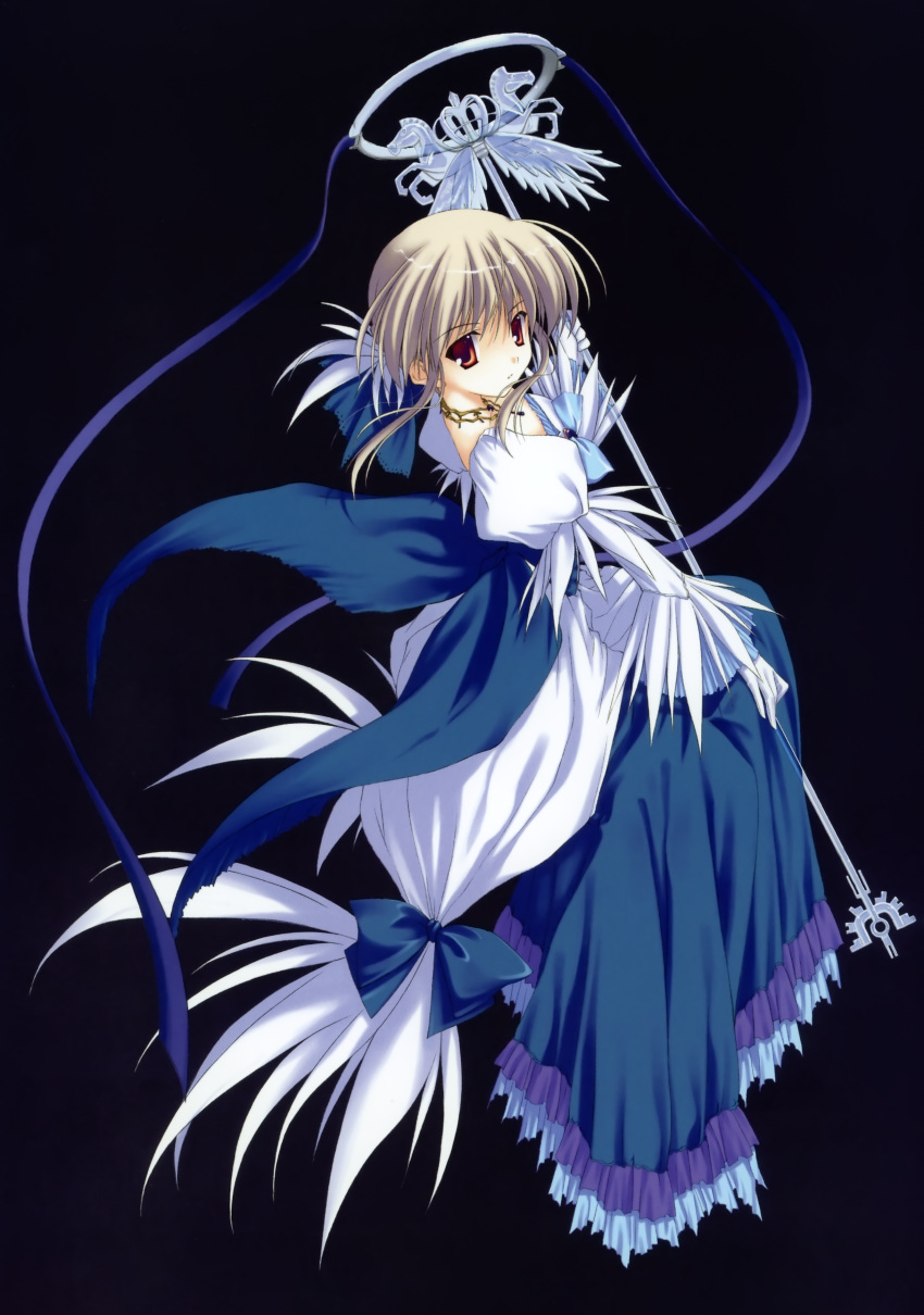 1girl, absurdres, black_background, dress, grey_hair, highres, jewelry, kagihime_monogatari_eikyu_alice_rondo