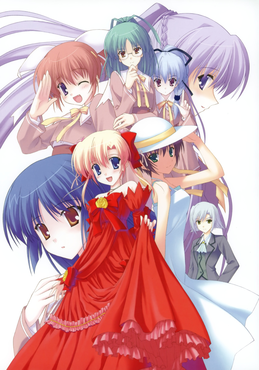 canvas_2, dress, fujinami_tomoko, hagino_kana, housen_elis, kikyou_kiri, glasses, misaki_sumire
