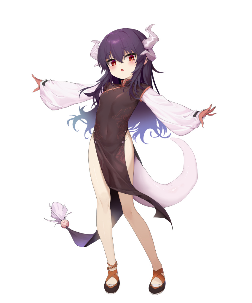 1girl, :o, absurdres, blush, commentary_request, covered_navel, eyebrows_visible_through_hair, fang