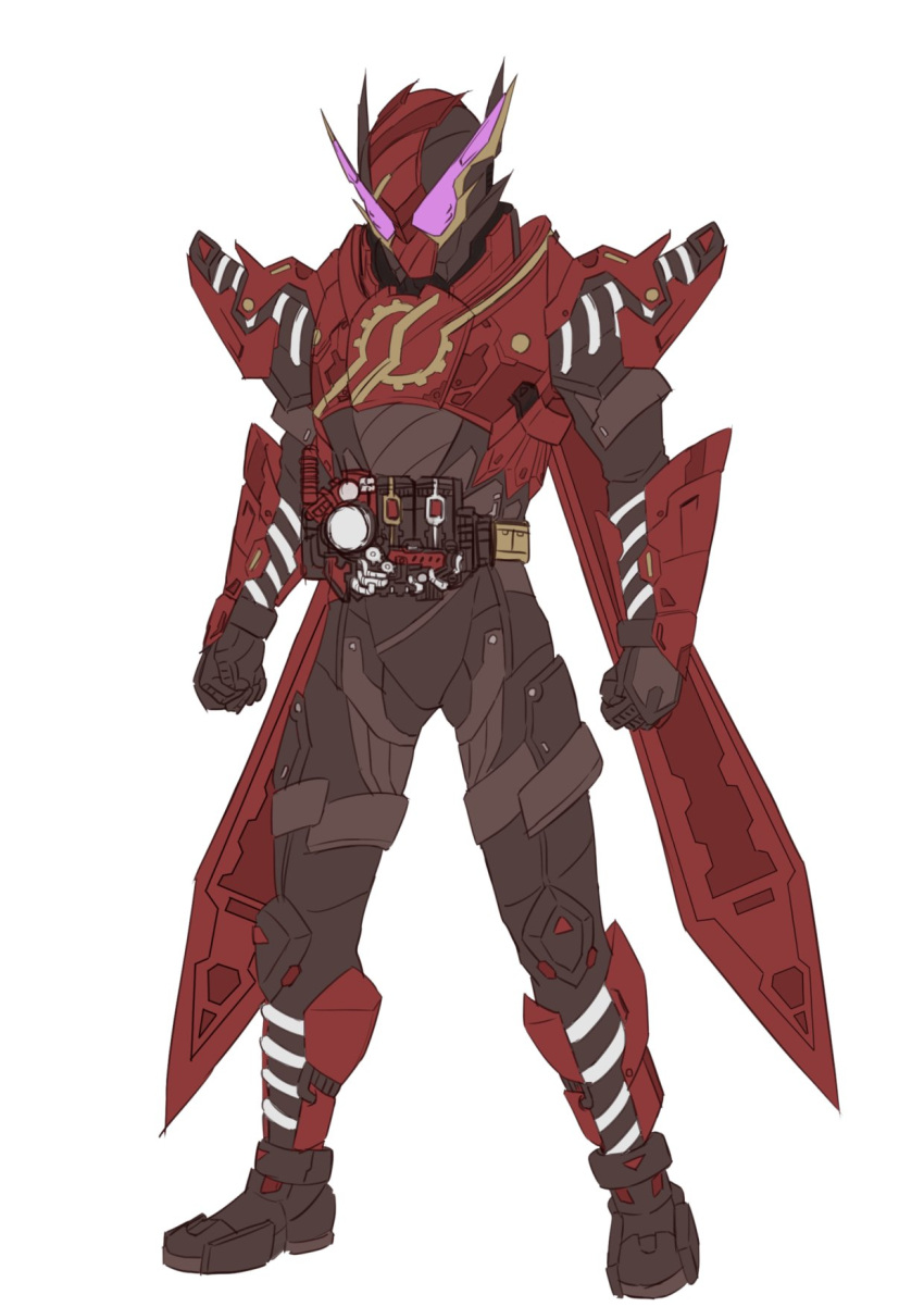 1boy, armor, clenched_hands, compound_eyes, flat_color, hazard_trigger, highres, kamen_rider, kamen_rider_build, kamen_rider_build_(series), male_focus, pink_eyes, rabbit, rabbit+rabbit_form, shoulder_armor, signature, sketch, spring_(object), tsubasansan, unfinished, upper_body