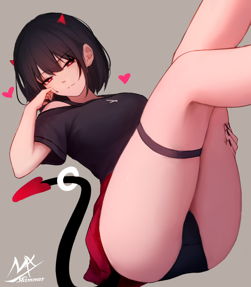 1girl, absurdres, ass, bangs, black-haired_demon_girl_(shimmer), black_hair, black_nails, black_panties