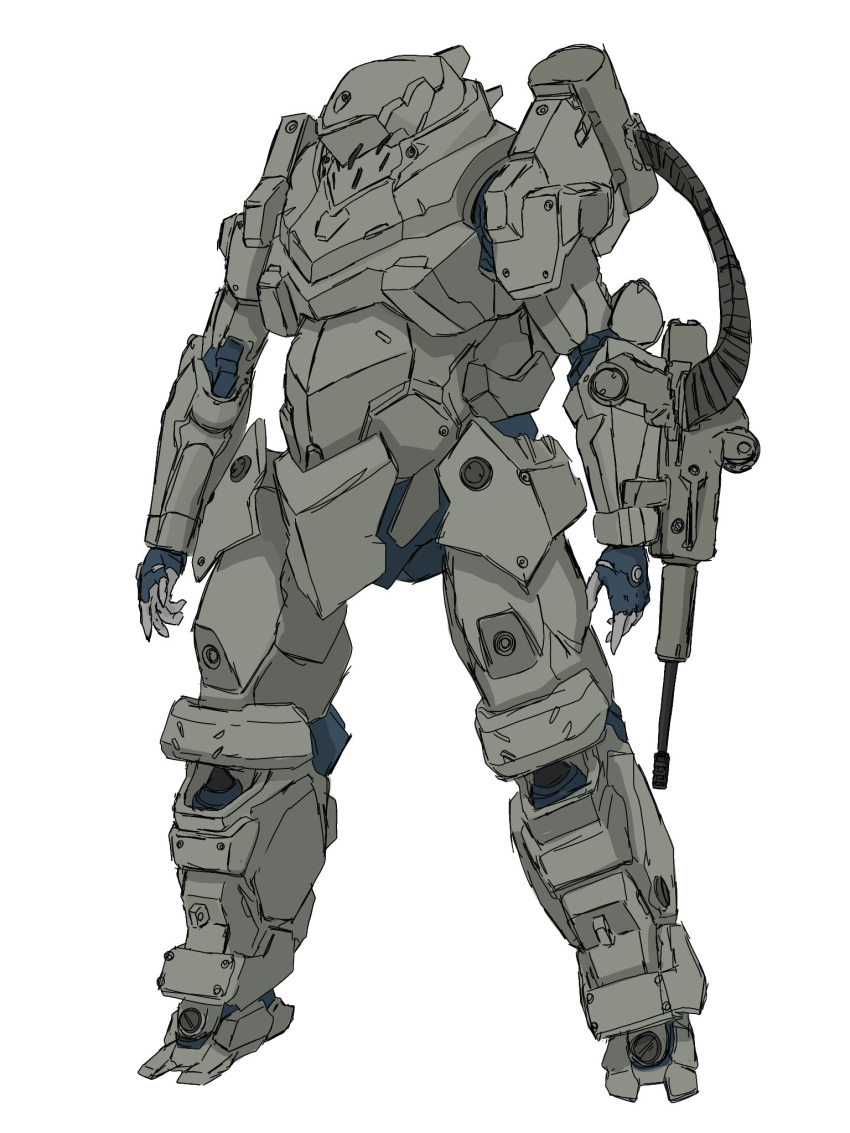 ammunition_belt, gasaraki, highres, looking_ahead, mecha, mecha_kaku_man, military, no_humans