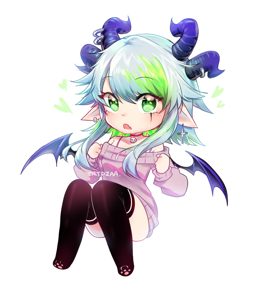 1girl, artist_name, bare_shoulders, blue_hair, bra_strap, breasts, bsapricot_(vtuber), chibi