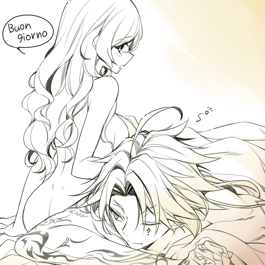 1boy, 1girl, fanart, liliana_adornato, piofiore_no_banshou, pixiv_id_2422784, yang_(piofiore_no_banshou)