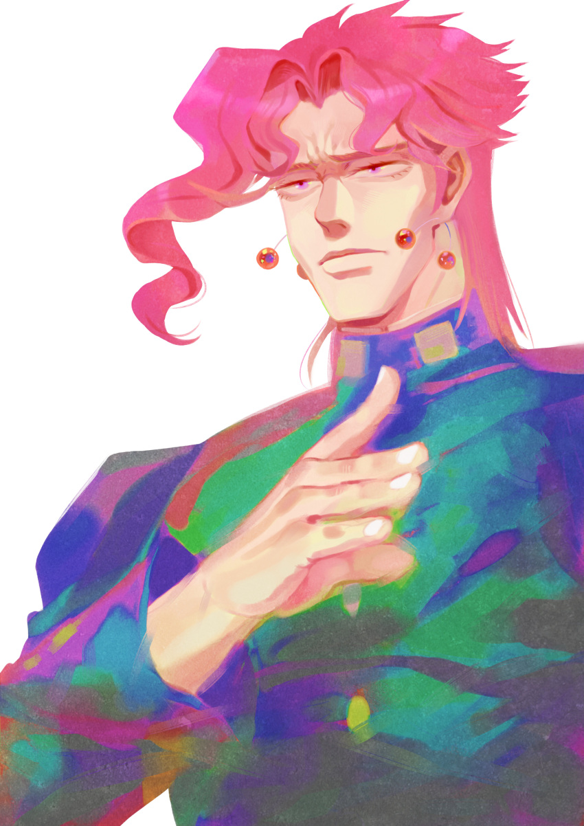 1boy, absurdres, earrings, expressionless, gakuran, highres, jewelry, jojo_no_kimyou_na_bouken
