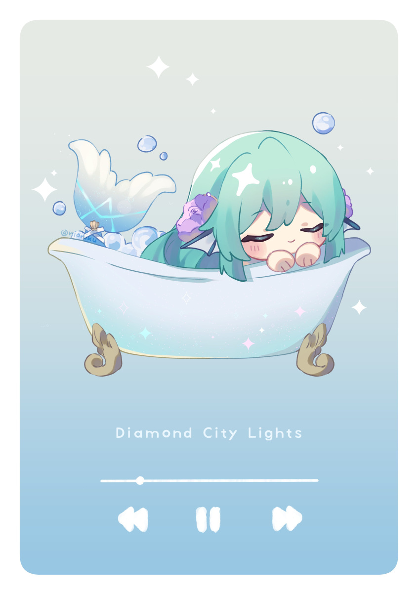 094px, 1girl, absurdres, bangs, bathtub, blush, bubble, chibi