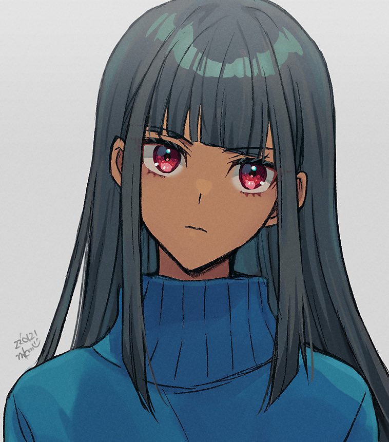 1girl, alternate_costume, barefoot, black_hair, dark_skin, female, kotsu_masumi, long_hair