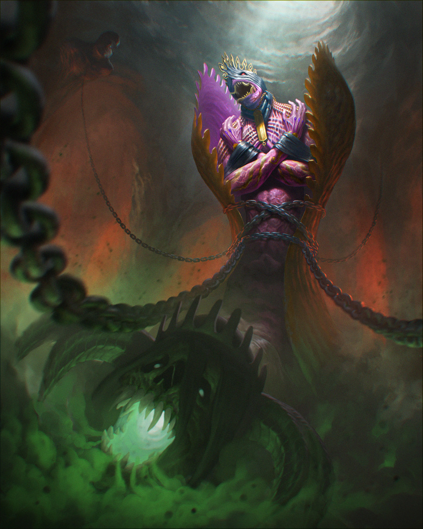 anima_(final_fantasy), b03di, bound, bound_arms, chain, crown, fangs, final_fantasy