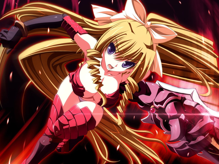 asanami_miori, cleavage, game_cg, shirogane_no_soleil, skyfish, thigh-highs, tsurugi_hagane