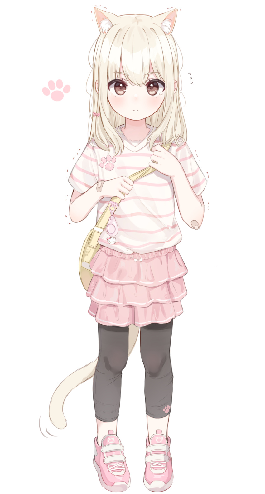 1girl, absurdres, animal_ear_fluff, animal_ears, bandaid, bandaid_on_arm, black_pants, blonde_hair