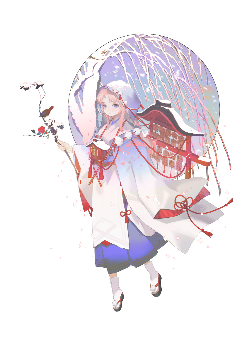 1girl, absurdres, bird, branch, character_request, chinese_commentary, closed_mouth, commentary_request