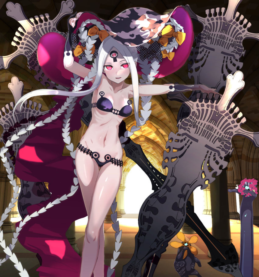 1girl, abigail_williams_(fate), abigail_williams_(swimsuit_foreigner)_(fate), bangs, bare_shoulders, bikini, black_bikini, black_bow