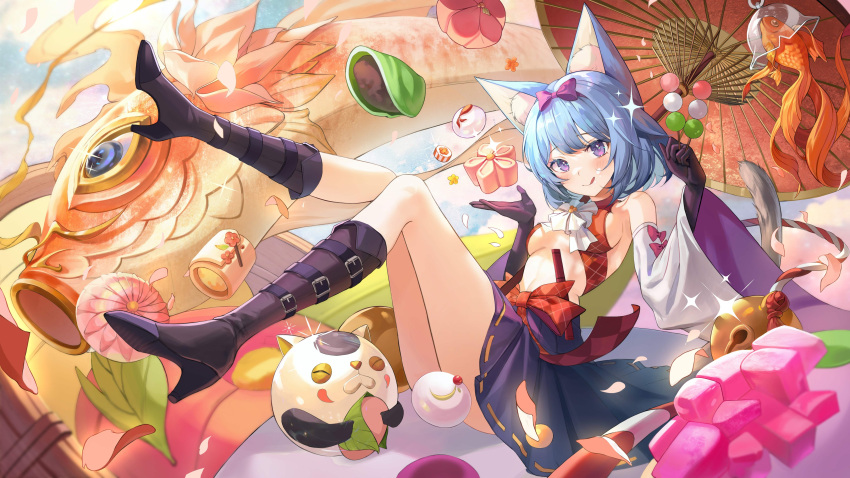 1girl, absurdres, animal_ear_fluff, animal_ears, artist_request, bangs, bell, black_footwear