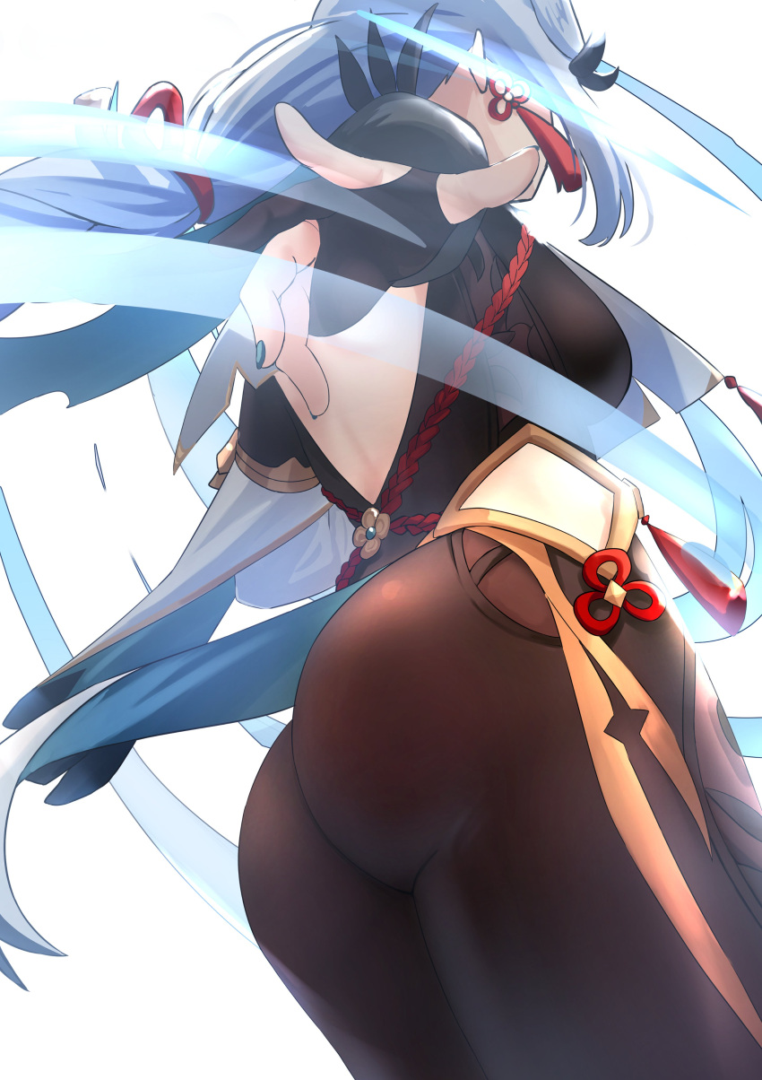 1girl, absurdres, art_itou, ass, ass_focus, back, black_bodysuit, black_gloves