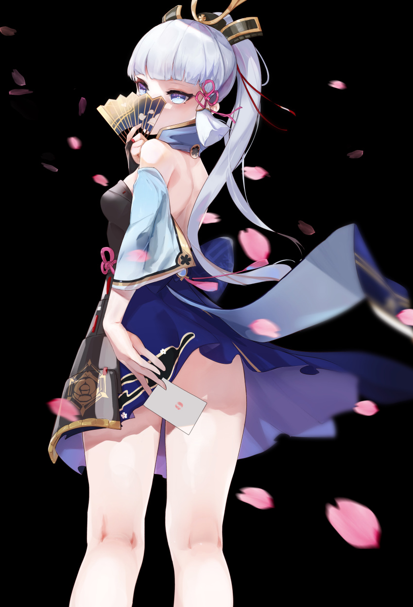 1girl, absurdres, armor, bangs, black_background, blue_eyes, blue_skirt, blunt_bangs