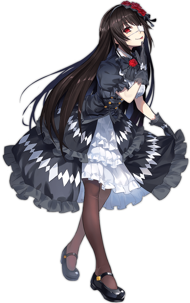 1girl, :p, ark_order, bangs, black_bow, black_bowtie, black_corset, black_dress