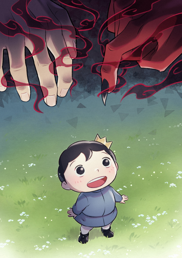 1boy, aura, black_eyes, blush, bojji, child, dark_aura, demon