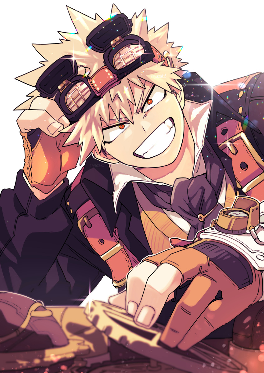 1boy, absurdres, backpack, bag, bakugou_katsuki, bangs, black_jacket, blonde_hair