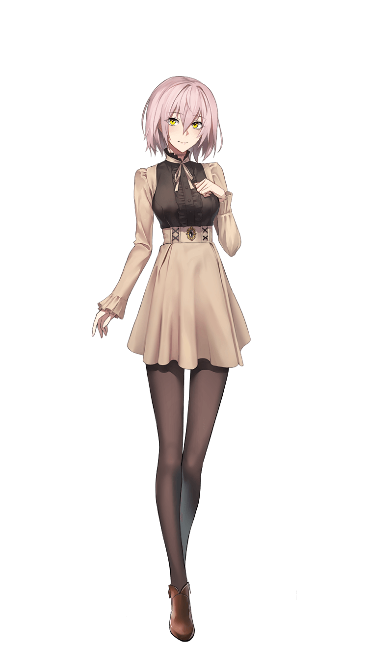 1girl, bangs, beige_ribbon, beige_skirt, black_legwear, black_shirt, breasts, brown_footwear