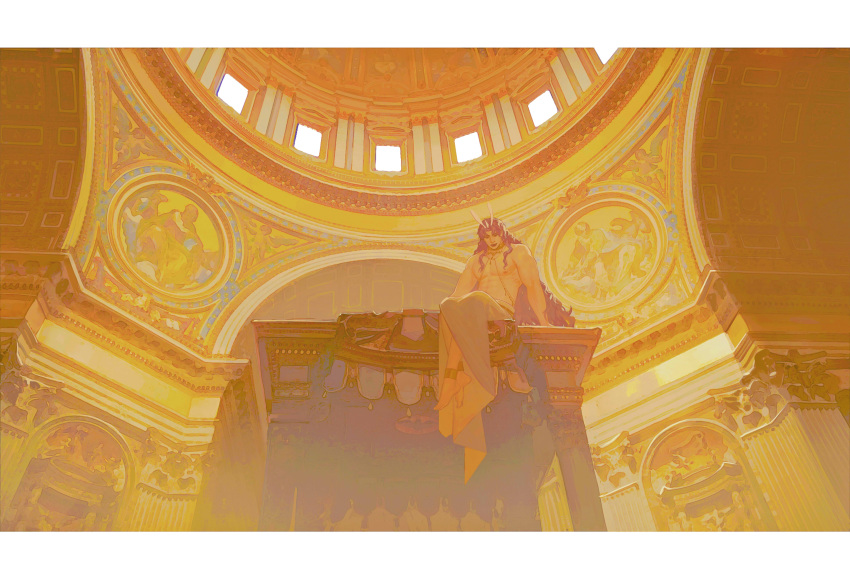 1boy, absurdres, anklet, hagia_sophia, highres, horns, jewelry, jojo_no_kimyou_na_bouken