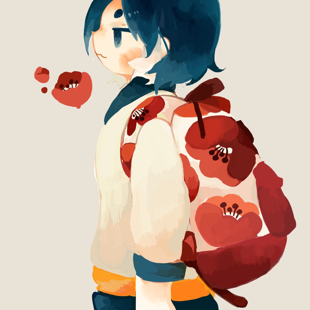 :3, backpack, bag, bangs, blue_eyes, blue_hair, blue_sailor_collar, blue_skirt