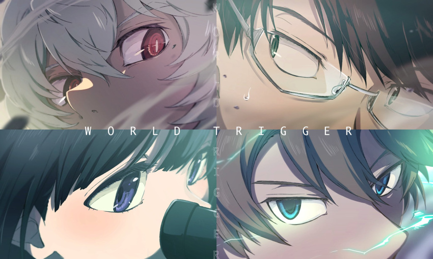 1girl, 3boys, amatori_chika, anarchy_ptck, bangs, black_hair, blue_eyes, brown_hair
