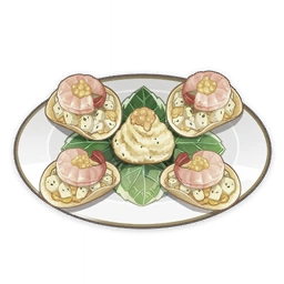 artist_request, canape, chips, commentary, english_commentary, food, food_focus, genshin_impact