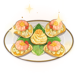 artist_request, canape, chips, commentary, english_commentary, food, food_focus, genshin_impact
