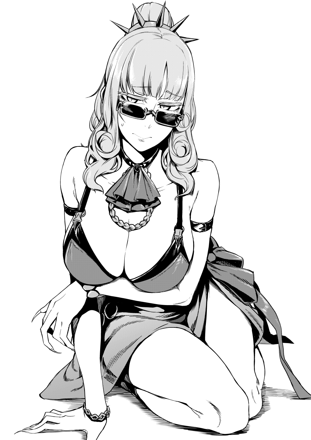 1girl, armlet, ascot, bare_shoulders, bikini, breasts, carmilla_(fate), carmilla_(summertime_mistress)_(fate)