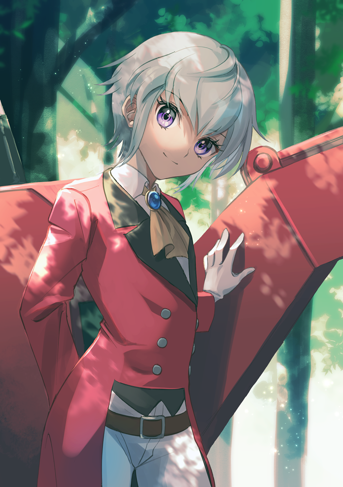 1girl, ascot, belt, belt_buckle, brown_belt, buckle, closed_mouth, collared_shirt