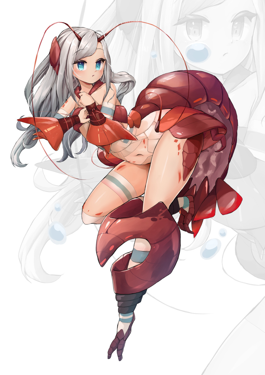 1girl, absurdres, antennae, aqua_eyes, bare_shoulders, closed_mouth, commentary_request, expressionless