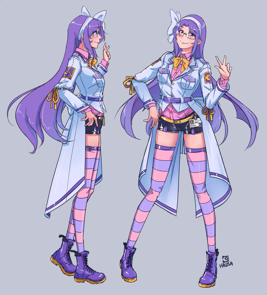 absurdres, asakura_rikako, bangs, black_shorts, blush, boots, bow, coat