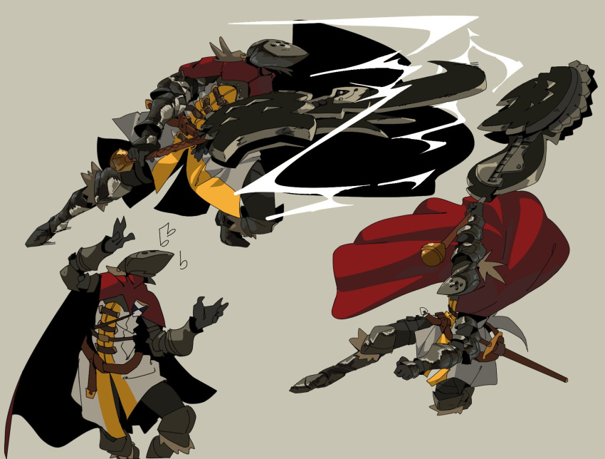 1boy, arm_up, armor, belt, black_gloves, cape, clenched_hand, evilstaplers