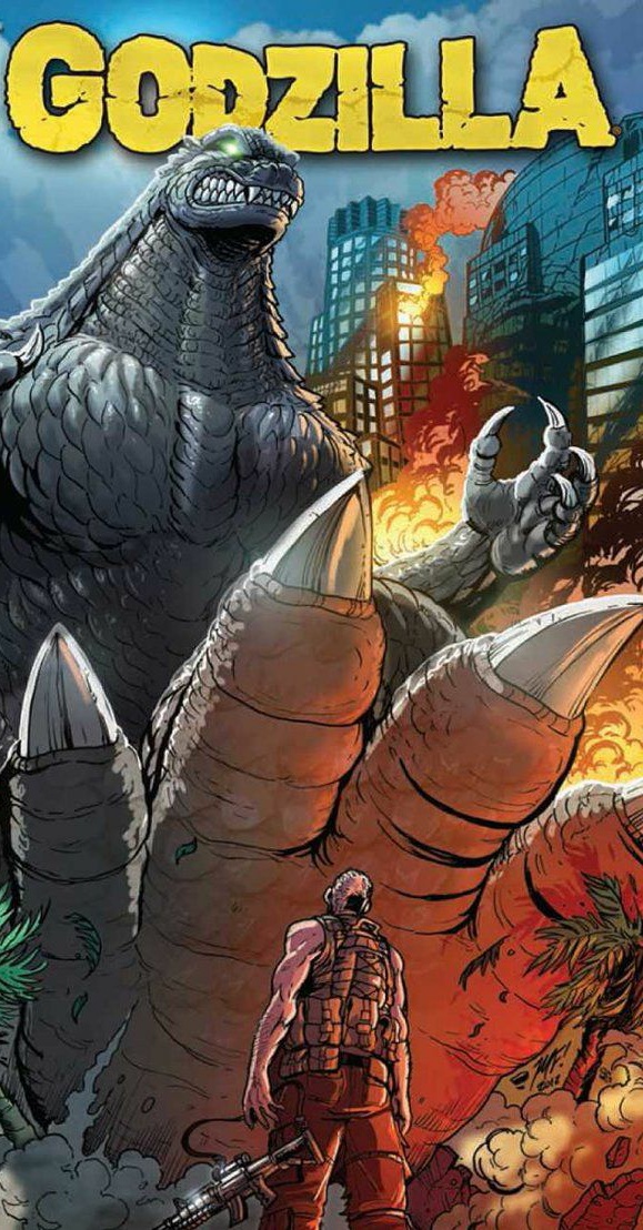 city, claws, destruction, feet, godzilla, godzilla_(series), green_eyes, imminent_stomping, kaijuu, rexy_rex98, scales, sharp_teeth, stomping, teeth, toes