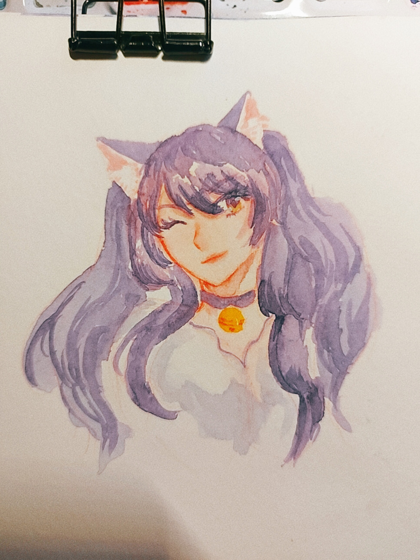 1girl, absurdres, animal_ear_fluff, animal_ears, artist_request, bangs, bell, brown_eyes