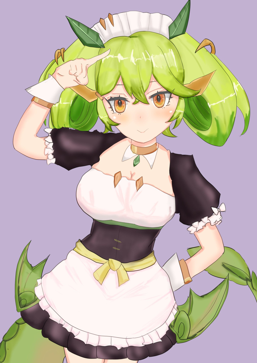 1girl, absurdres, animal_ears, apron, bangs, bennosukosuko, blue_dress, breasts