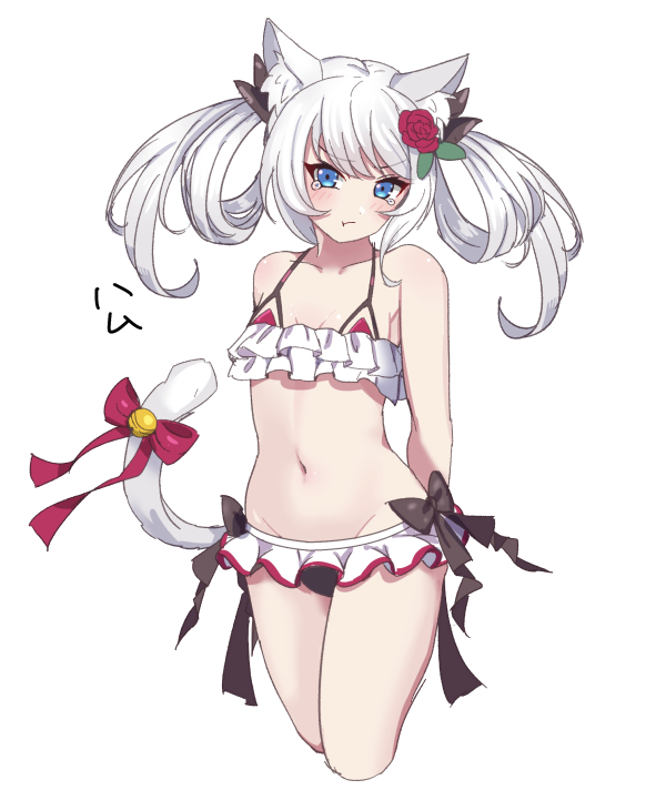 1girl, :t, animal_ear_fluff, animal_ears, arms_behind_back, azur_lane, bangs, bell