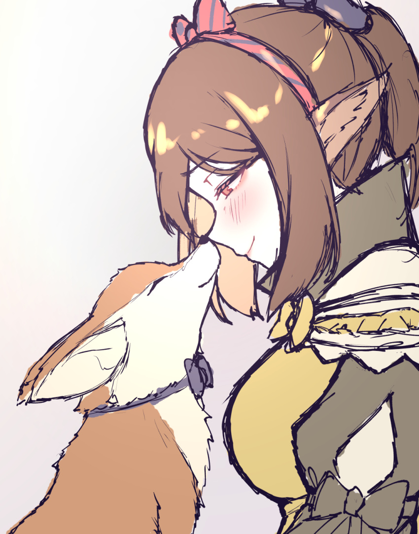 1girl, animal, animal_ears, arknights, bangs, blush, bow, bowtie