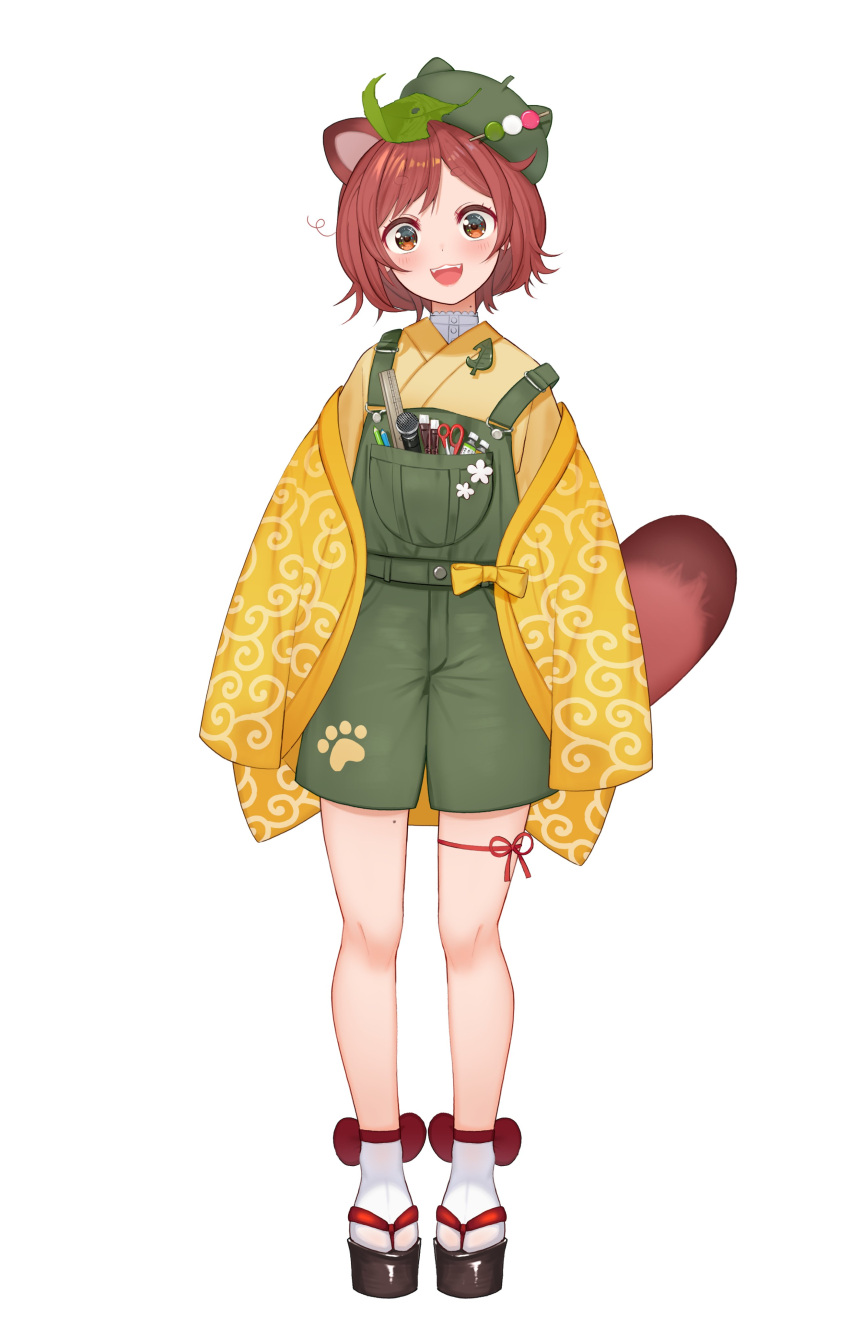 1girl, absurdres, animal_ears, arms_at_sides, brown_eyes, buisen, eyebrows_visible_through_hair, fangs