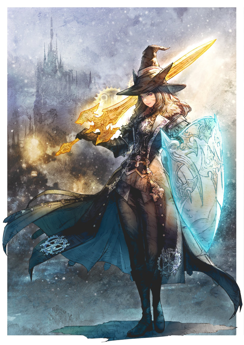 1girl, animal_ears, avatar_(ff14), belt, black_coat, black_footwear, black_gloves, black_headwear