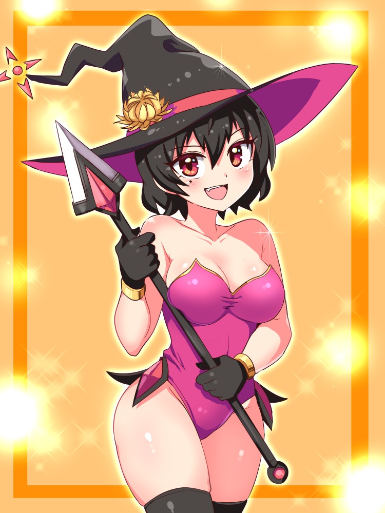 1girl, bangs, bare_shoulders, beatus_creation, black_gloves, black_hair, black_headwear, black_legwear