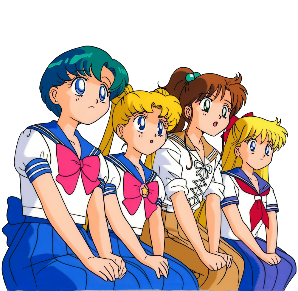 1990s_(style), 4girls, :o, aino_minako, bangs, bishoujo_senshi_sailor_moon, blue_eyes, blue_skirt