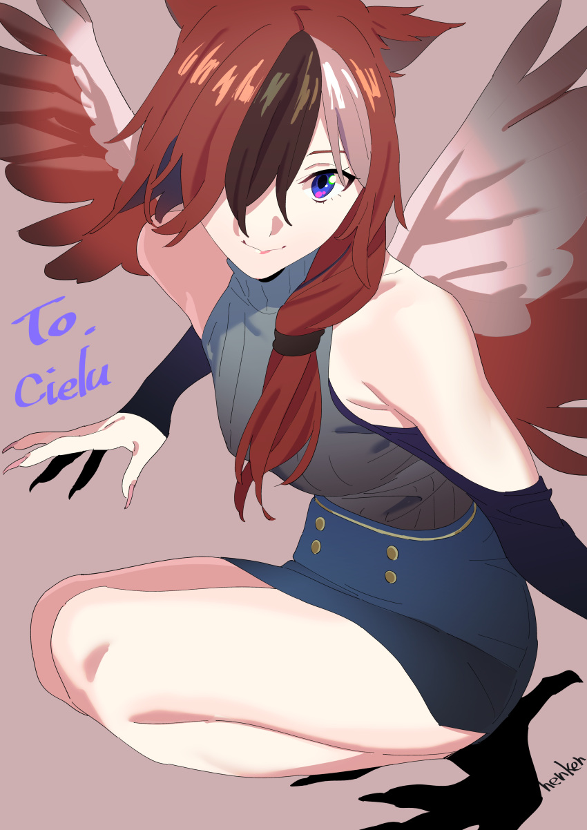1girl, absurdres, asymmetrical_hair, bird_legs, blue_eyes, commission, commissioner_upload, estelle_(cieluscian)